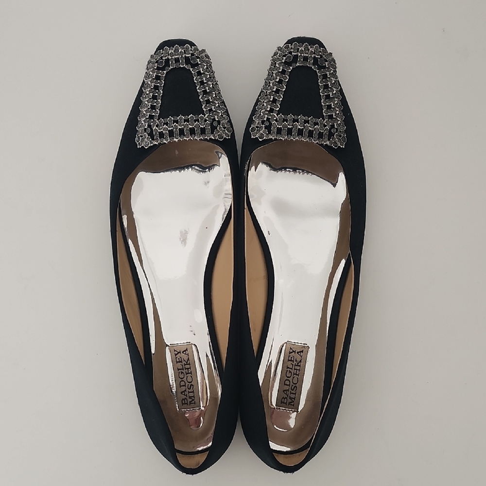 Badgley Mischka Women's Black Embellished Flats
